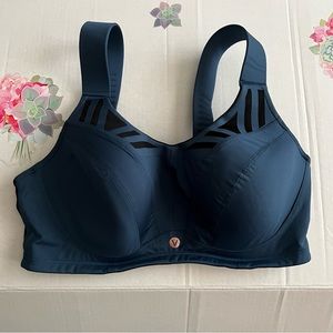 LIVI Active Blue Black Molded Underwire Maximum Support Sports Bra Size 40DDD